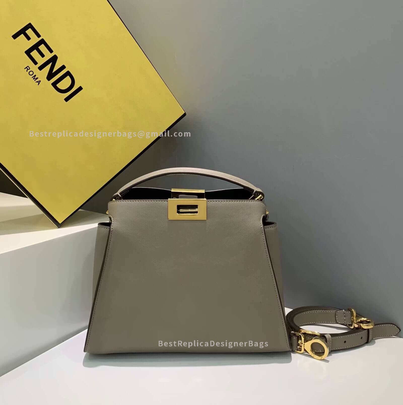 Fendi Peekaboo Iconic Essentially Grey Leather Bag 302